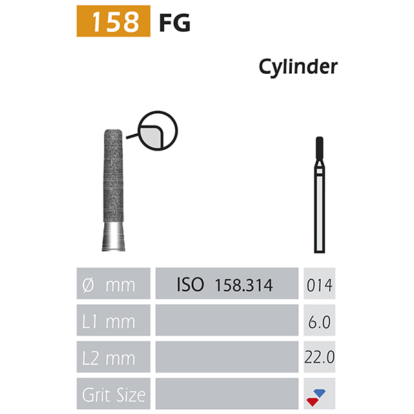 FG Cylindrical Diamond Bur 158 (5 pcs)