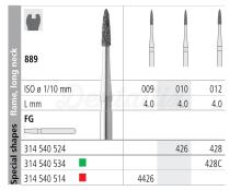 889 FG Flame Diamond Bur Long Neck (6 pcs)