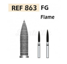 Fresa diamantata FG 863 a forma di fiamma (5 unità)