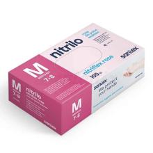 Luvas de Nitrilo Rosa Descartáveis Sem Pó (100 un.)