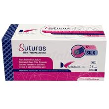 Sutura de Seda Trançada Preta Não Absorvível (12 unidades)